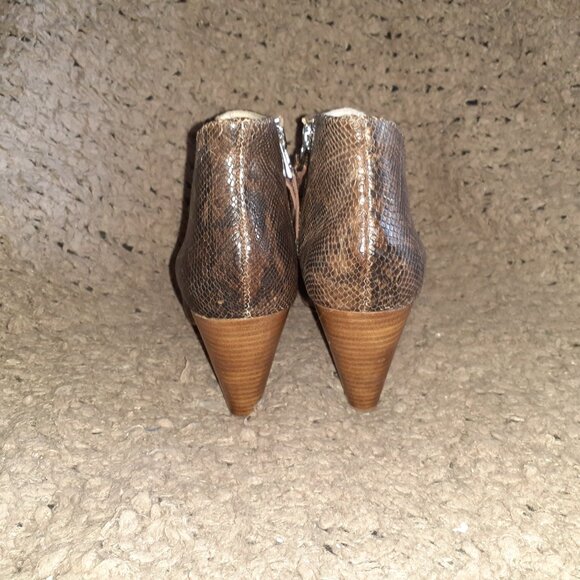 MATT BERNSON-JAGUAR Coffee Brown Leather Snake Print-Booties-Sz 8-NWOB - Picture 6 of 8